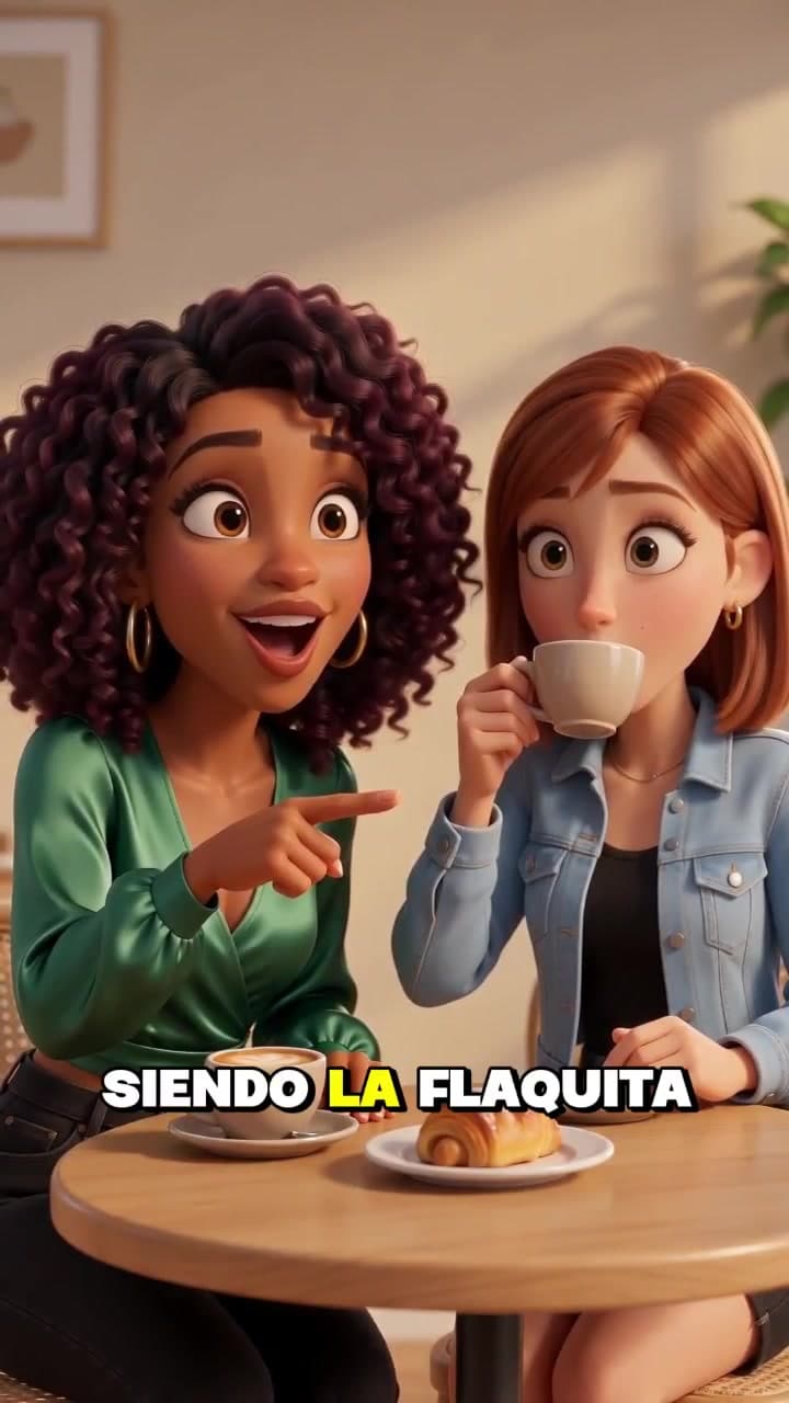 Two friends gasp over coffee at her transformation