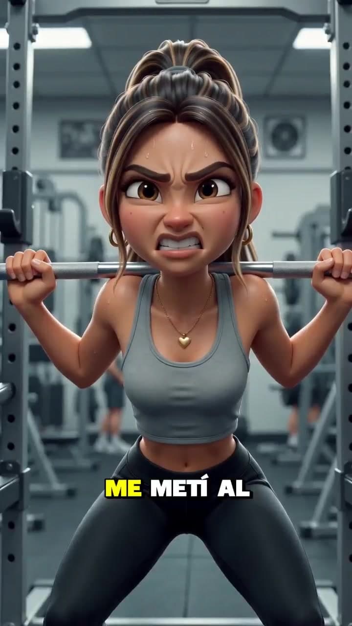 She grits her teeth through heavy squats at the gym