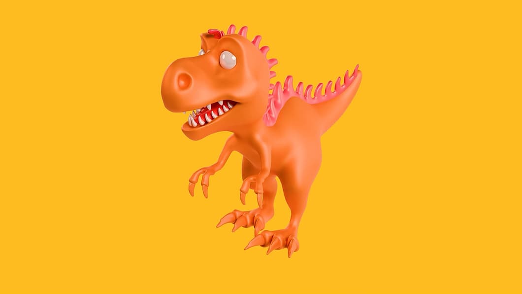 The T-rex mid-step, side view
