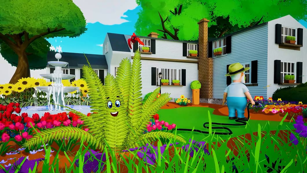 Garden scene, the gardener.