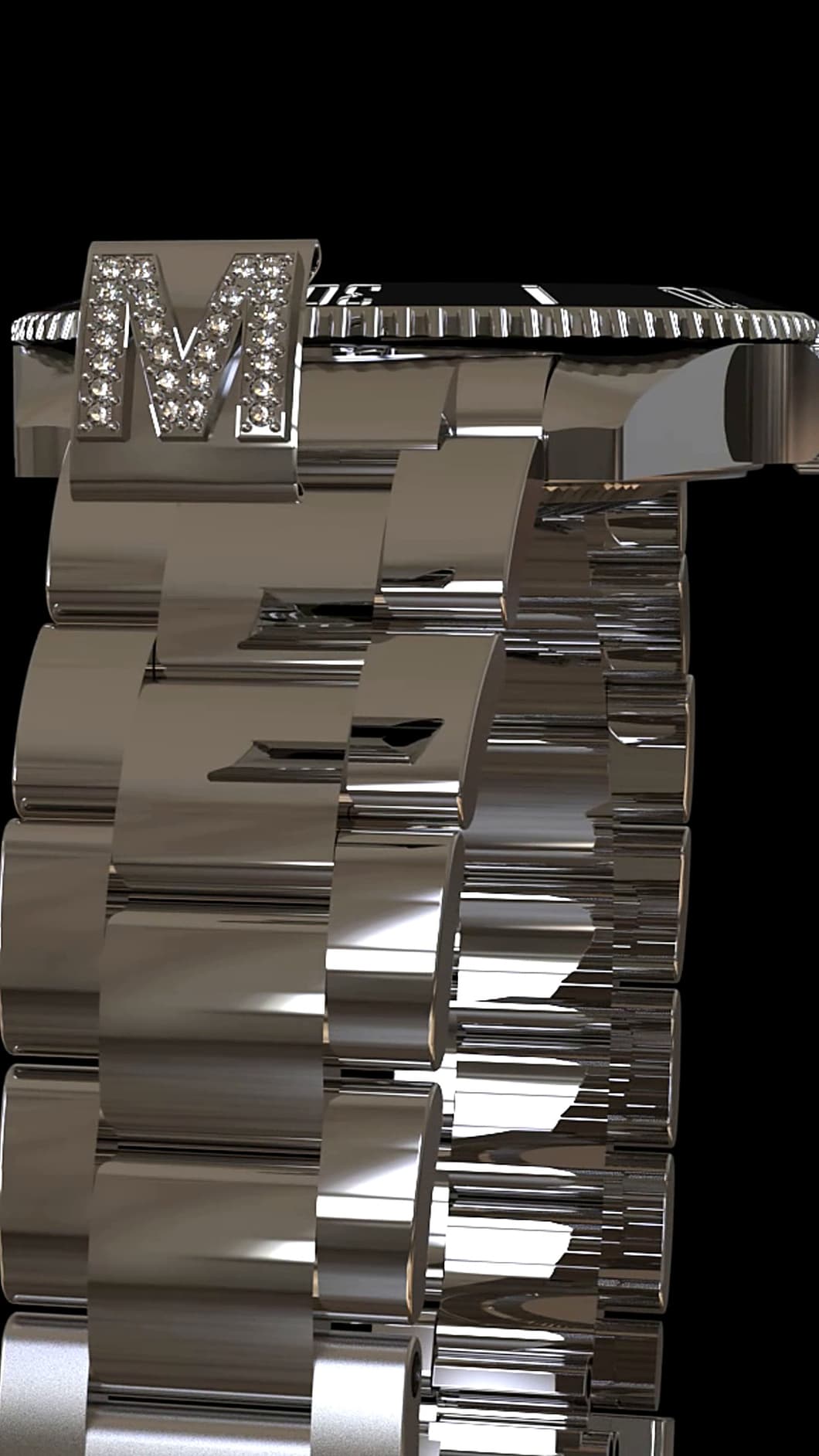 Steel bracelet links with the jewelled clasp