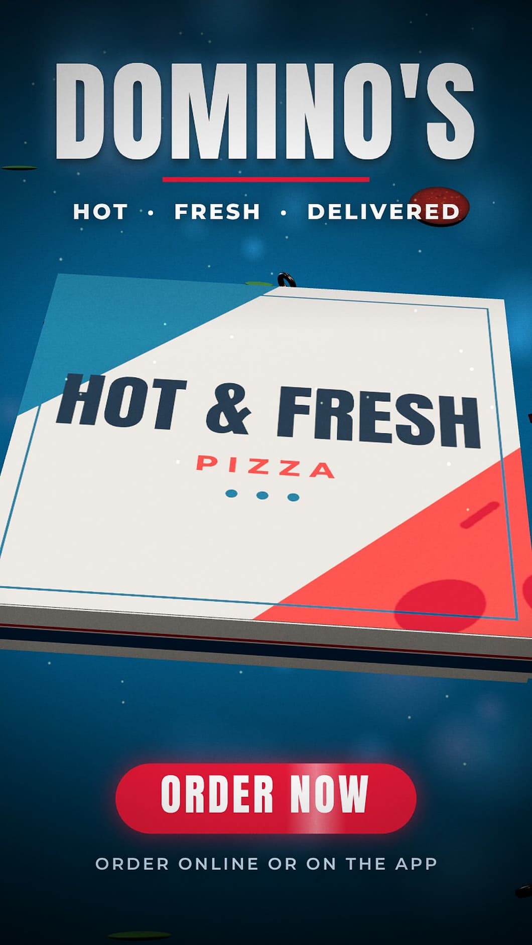 End card with “Hot · Fresh · Delivered” and an Order Now button