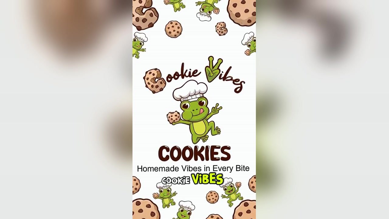 Cookie Vibes logo with the frog chef mascot and the tagline “Homemade Vibes in Every Bite”